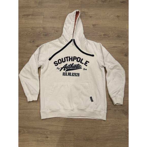 Vintage Y2K Southpole Adult L White Hoodie Sweatshirt Men’s Hip-Hop Spellout - Picture 1 of 8